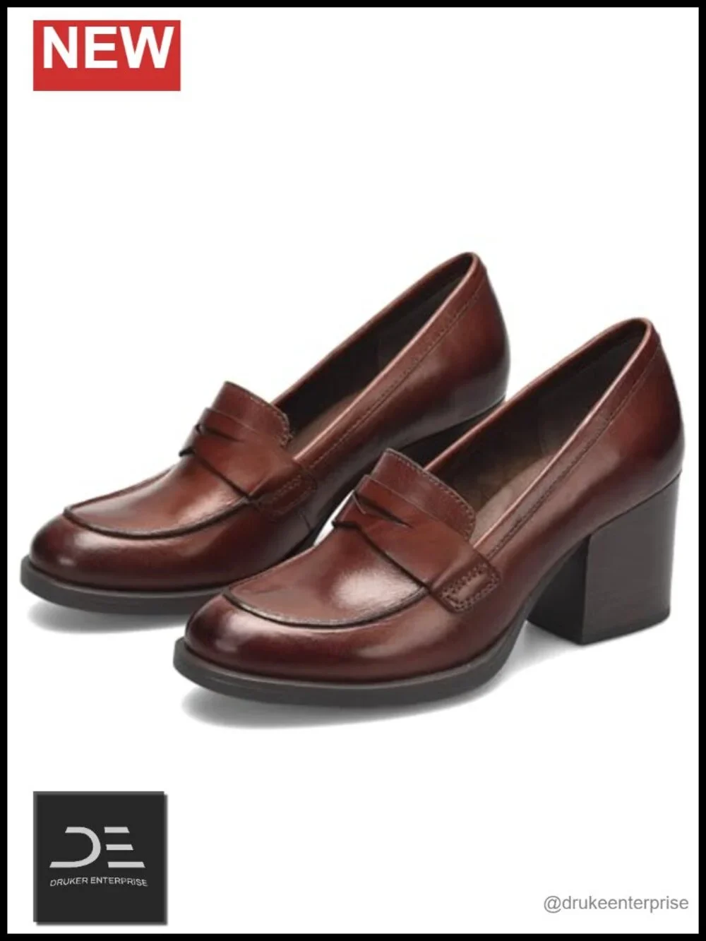 Vintage Chunky Heel Loafers for Women - Slip On Dress Shoes